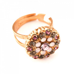 Inel placat cu Aur roz de 24K, cu cristale Swarovski, Guardian Angel | 7217-1022RG-Multicolor-7787