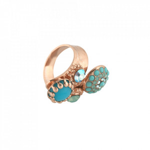 Inel placat cu Aur roz de 24K, cu cristale Swarovski, Sapphire Sky | 7141/2-2677RG-Verde-8347