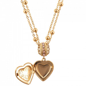 Pandantiv cu lant placat cu Aur roz de 24K, cu cristale Swarovski, Aura | 5003/2-1112RG-Multicolor-6777