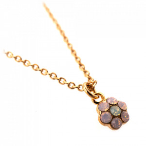 Pandantiv cu lant placat cu Aur roz de 24K, cu cristale Swarovski, Tiara Day | 5166/10-2333RG-Alb/Roz-8957