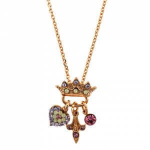 Pandantiv cu lant placat cu Aur roz de 24K, cu cristale Swarovski, Lavender | 5543/1-1910RG-Multicolor-6987