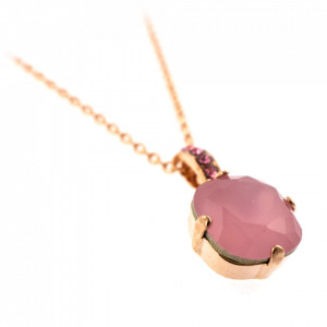 Pandantiv cu lant placat cu Aur roz de 24K, cu cristale Swarovski, Antigua | 5326/2-223026RG-Roz-7367