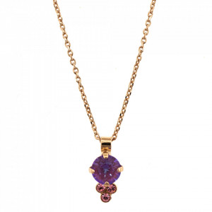 Pandantiv cu lant placat cu Aur roz de 24K, cu cristale originale, Lavender | 5010/1-1910RG