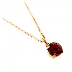 Pandantiv cu lant placat cu Aur roz de 24K, cu cristale Swarovski, FireFly | 5440-227RG-Rosu-8917