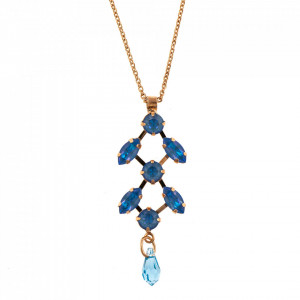 Pandantiv cu lant placat cu Aur roz de 24K, cu cristale Swarovski, Ocean DeLite | 5128-143143RG-Albastru-6467