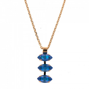 Pandantiv cu lant placat cu Aur roz de 24K, cu cristale Swarovski, Ocean DeLite | 5633/4-143143RG-Albastru-6997