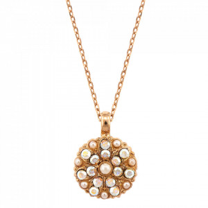 Pandantiv cu lant placat cu Aur roz de 24K, cu cristale Swarovski, Guardian Angel | 5212-M48001RG-Alb-6847