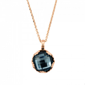 Pandantiv cu lant placat cu Aur roz de 24K, cu cristale Swarovski, Nightfall | 5323/2-266ARG-Albastru-6887