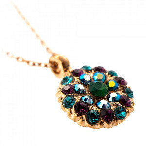 Pandantiv cu lant placat cu Aur roz de 24K, cu cristale Swarovski, Guardian Angel | 5212-1025RG-Multicolor-7137