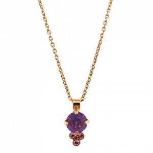 Pandantiv cu lant placat cu Aur roz de 24K, cu cristale Swarovski, Lavender | 5010/1-1910RG-Multicolor-8517