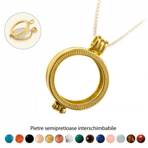 Pandantiv Magic Pendant, placat cu aur, Secret Stone Collection, cu pietre semipretioase interschimbabile-Auriu-8857