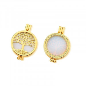 Pandantiv Magic Pendant - Tree of Life, placat cu aur, Secret Stone Collection, cu pietre semipretioase interschimbabile-Auriu-8867
