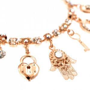 Bratara placata cu Aur roz de 24K, cu cristale Swarovski, Crystal Pearl's | 4036/1-M48001RG-Transparent-1218
