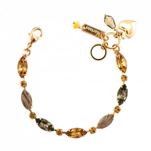 Bratara placata cu Aur roz de 24K, cu cristale Swarovski, Earl Grey | 4111/1-1132RG-Gri/Bej-9148