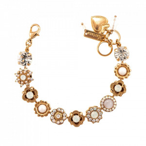 Bratara placata cu Aur roz de 24K, cu cristale Swarovski, Seashell | 4072-M1201RG-Alb-1088