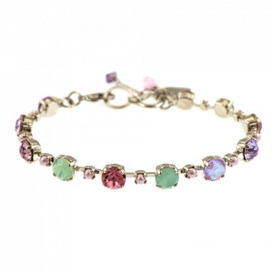 Bratara placata cu rodiu, cu cristale Swarovski, Lavender | 4173/6-1910RO-Multicolor-1448