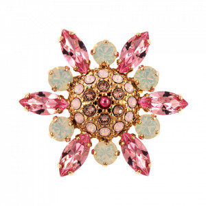Brosa placata cu Aur roz de 24K, cu cristale Swarovski, Antigua | 2123-223-1RG-Roz-1228