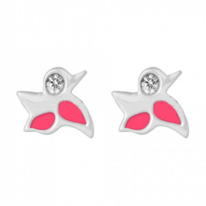 Cercei Argint 925 pentru copii, Flying Sparkling Pink Bird-Roz-8278