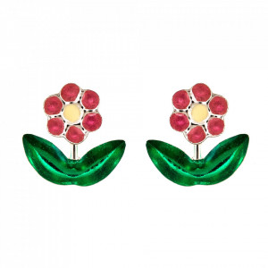 Cercei Argint 925 pentru copii, Little Garden Flower - Pink-Multicolor-8258