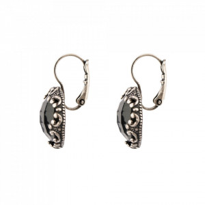 Cercei placati cu Argint 925, cu cristale Swarovski, Black Diamond | 1374-215ASP6-Gri-5838