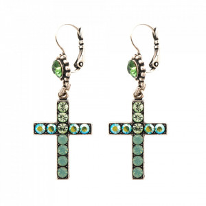 Cercei placati cu Argint 925, cu cristale Swarovski, Fern | 1247-2143SP6-Verde-5908