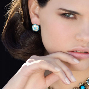 Cercei placati cu Argint 925, cu cristale Swarovski, Sapphire Sky | 1193-807SP6-Multicolor-5798