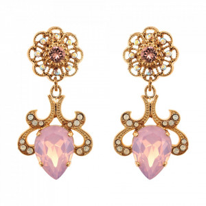 Cercei placati cu Aur roz de 24K, cu cristale originale, Aura | 1156/1-1112RG2