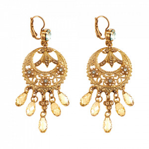 Cercei placati cu Aur roz de 24K, cu cristale Swarovski, Earl Grey | 1043/1-1132RG6-Gri/Bej-9128