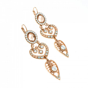 Cercei placati cu Aur roz de 24K, cu cristale Swarovski, Moondance | 1423/1-MOL361RG6-Bej-6028