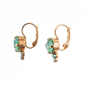 Cercei placati cu Aur roz de 24K, cu cristale Swarovski, Fern | 1010-2143RG6-Verde-1718