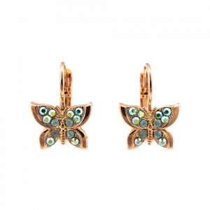 Cercei placati cu Aur roz de 24K, cu cristale Swarovski, Fern | 1155-2143RG6-Verde-5318