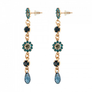 Cercei placati cu Aur roz de 24K, cu cristale Swarovski, Nightfall | 1111/3-1114RG2-Albastru-2178