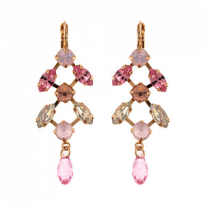 Cercei placati cu Aur roz de 24K, cu cristale Swarovski, Antigua | 1105-223-1RG6-Roz-1928
