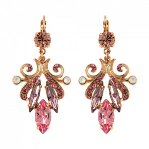 Cercei placati cu Aur roz de 24K, cu cristale Swarovski, Antigua | 1182/3-223-1RG6-Roz-5398