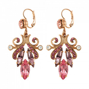 Cercei placati cu Aur roz de 24K, cu cristale Swarovski, Antigua | 1182/3-223-1RG6-Roz-5738