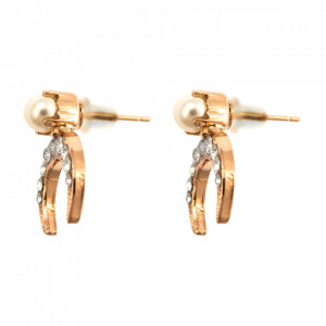 Cercei placati cu Aur roz de 24K, cu cristale Swarovski, Earl Grey | 1500-1132RG2-Alb/Gri-9118