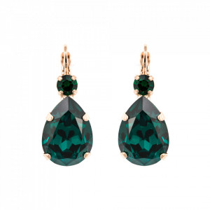 Cercei placati cu Aur roz de 24K, cu cristale Swarovski, Emerald | 1044/3-205205RG6-Verde-1538