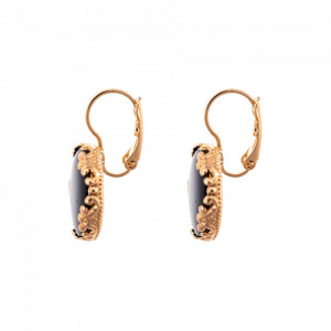 Cercei placati cu Aur roz de 24K, cu cristale Swarovski, Fern | 1374M-81RG6-Blue-Albastru-5848