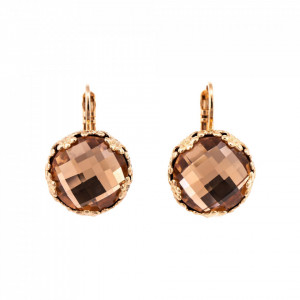 Cercei placati cu Aur roz de 24K, cu cristale Swarovski, Jackie | 1374-362ARG6-Bej-5468