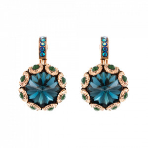 Cercei placati cu Aur roz de 24K, cu cristale Swarovski, Julia | 1386-1316RG6-Albastru-5518