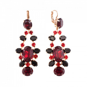 Cercei placati cu Aur roz de 24K, cu cristale Swarovski, Lady In Red | 1413/2-1070RG6-Rosu-5588