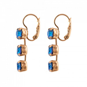 Cercei placati cu Aur roz de 24K, cu cristale Swarovski, Ocean DeLite | 1430/3-143143RG6-Albastru-6048