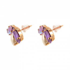 Cercei placati cu Aur roz de 24K, cu cristale Swarovski, Romance | 1238/5-139-10RG2-Multicolor-5898