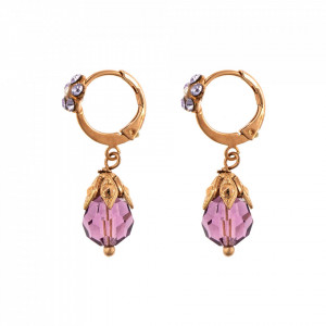 Cercei placati cu Aur roz de 24K, cu cristale Swarovski, Romance | 1424/3-139-10RG6-Multicolor-6038