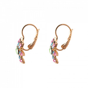 Cercei placati cu Aur roz de 24K, cu cristale Swarovski, Spring Flowers | 1227-2141RG6-Multicolor-5878