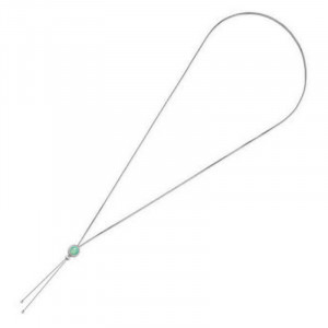 Colier placat cu argint - Bolo Blue Sky Agate cu piatra semipretioasa Agat Albastru-Albastru-8808