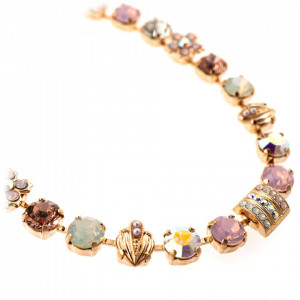 Colier placat cu Aur roz de 24K, cu cristale Swarovski, Aura | 3042-1112RG-Multicolor-6688