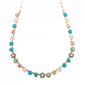 Colier placat cu Aur roz de 24K, cu cristale Swarovski, Sapphire Sky | 3028/1-807RG-Multicolor-6248