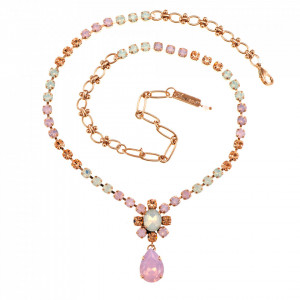 Colier placat cu Aur roz de 24K, cu cristale Swarovski, Tiara Day | 3156/2-2333RG-Multicolor-6538
