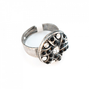 Inel placat cu Argint 925, cu cristale Swarovski, Check Mate | 7059-280-1SP-Negru-7488